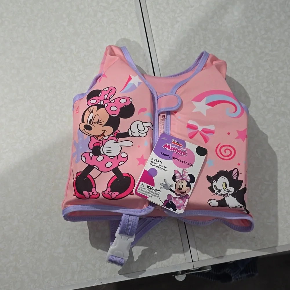Minnie Mouse Fabric Swim Vest‎ Size S/M NWT